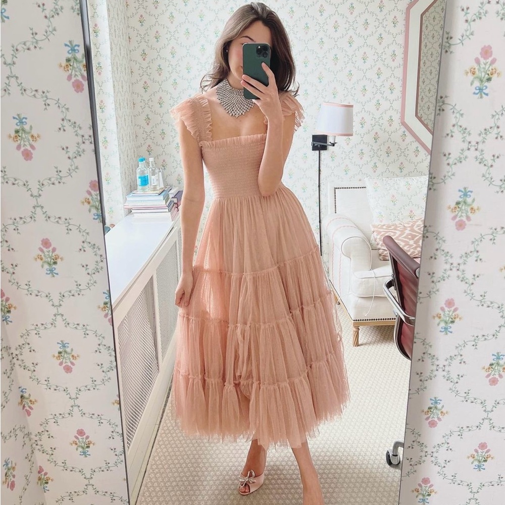 Hill House Blush Peach Tulle Midi Dress
